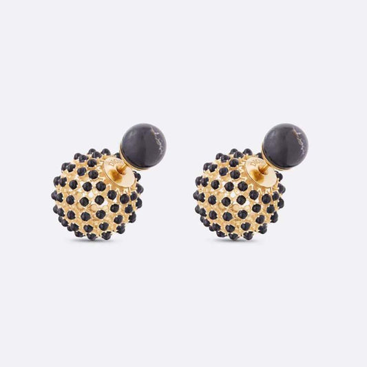 Dior Tribales Black Stone-Effect Resin Pearls 18K Gold Earrings
