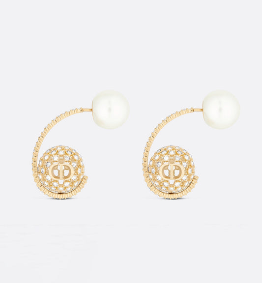 Dior Tribales White Resin Pearls 18K Gold Earrings