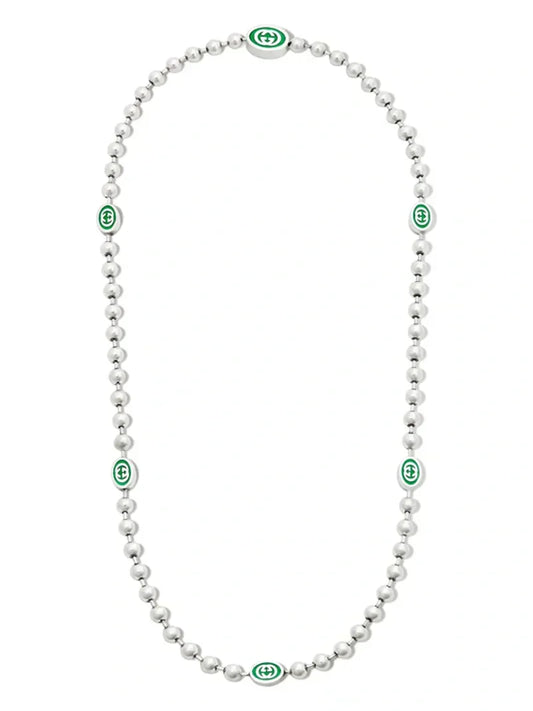 Double Gucci Interlocking Gucci Green Necklace