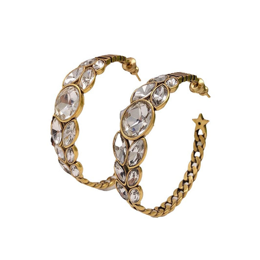 Dior Vintage Crystals 18K Gold Earrings