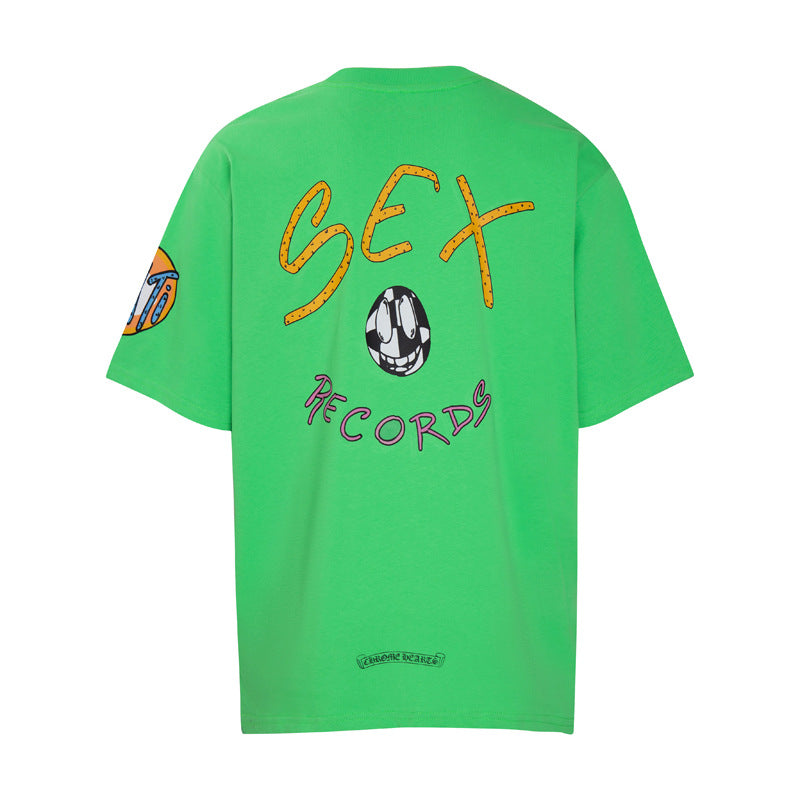 CHH Chrome Heart T Shirts Croix Sex Records Graffiti Short Sleeve