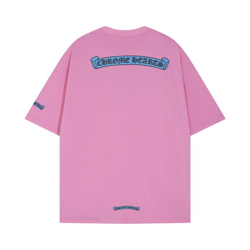 CHH Chrome Heart T Shirts Sanskrit cross print embroidery casual loose