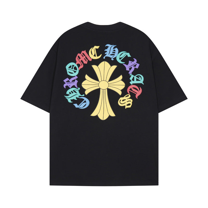 CHH Chrome Heart T Shirts Cross Print Short Sleeve T-Shirt Loose