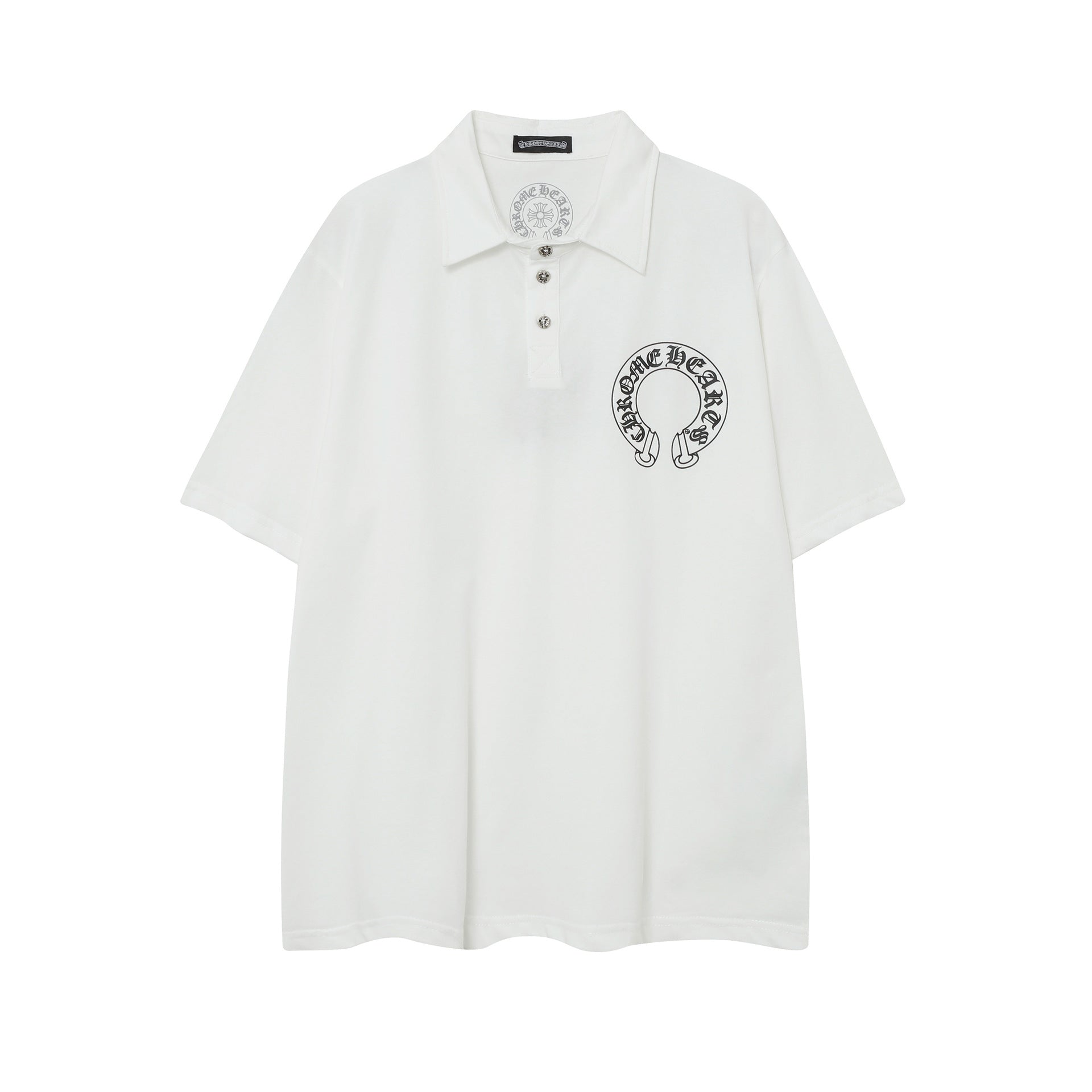 CHH Chrome Heart T Shirts Sanskrit horseshoe print polo shirt short sleeve