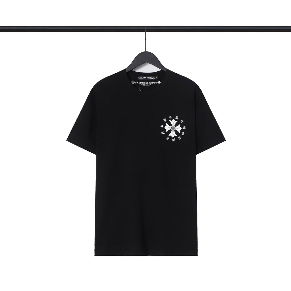 CHH Chrome Heart T Shirts Cross Casual Loose Cotton Crew Neck T-Shirt