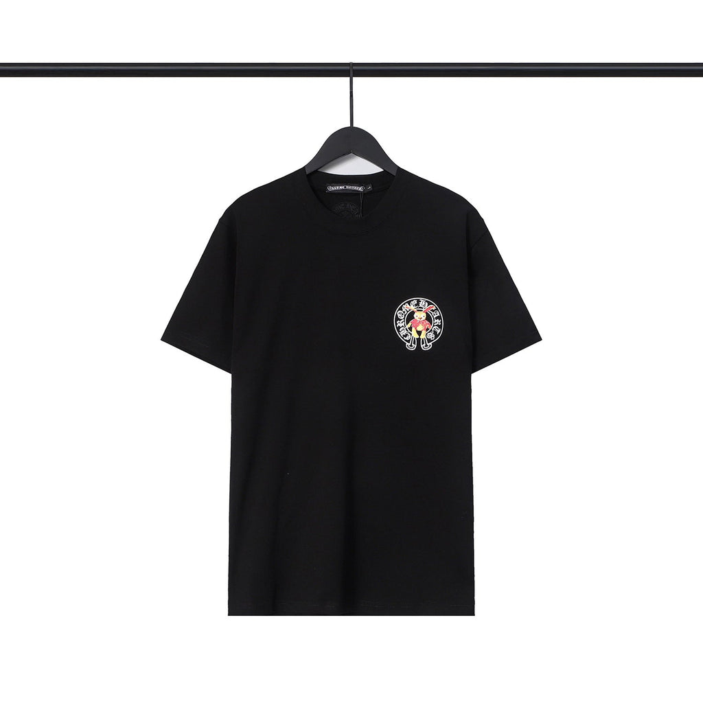 CHH Chrome Heart T Shirts Croix Cross Leather Printed Short Sleeve T-Shirt