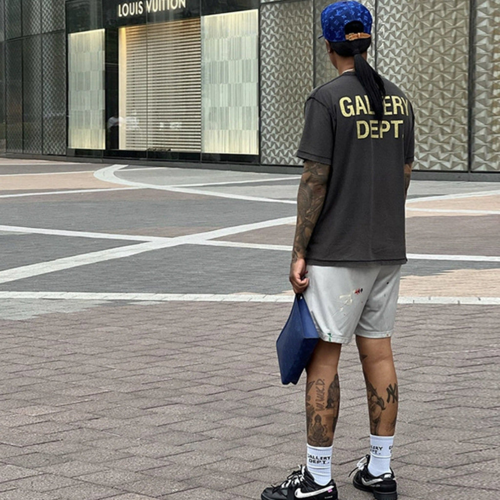 Gallery Dept T-Shirt Washed and old bronzing alphabet print short-sleeved T-shirt