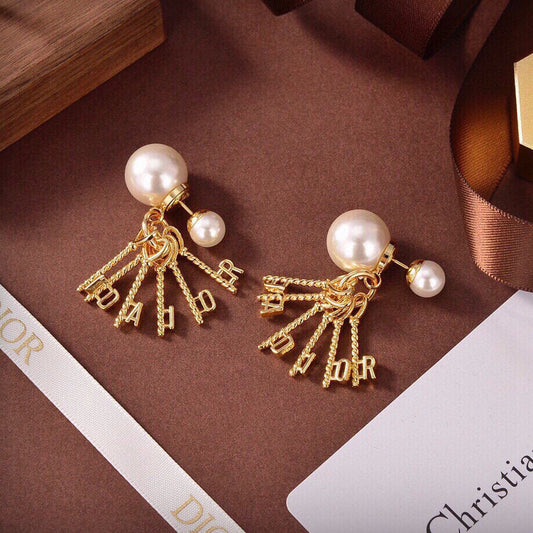 Dior Tassel Pearls 18K Gold Earrings
