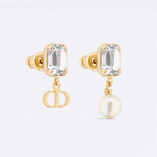 Dior Tribales Pearl Crystal 18K Gold Earrings
