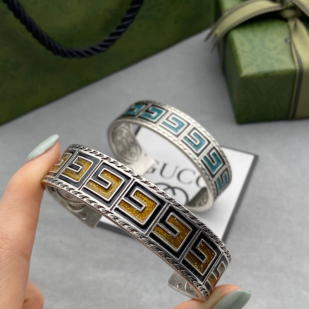 Double Gucci Cube Yellow Wide Bracelet