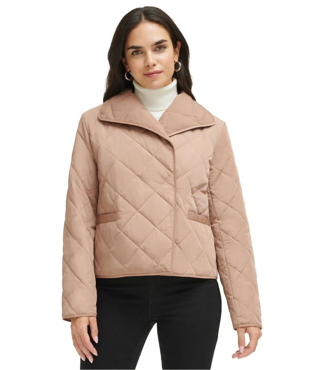 Calvin Klein Womens Wrap Front Quilted Jacket, beige