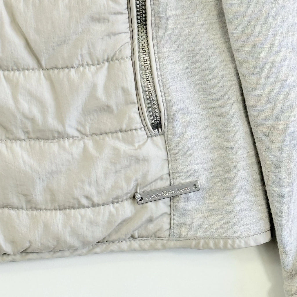 Calvin Klein Womens XL Heather Grey Quilted Knit Lightweight Jacket Coat