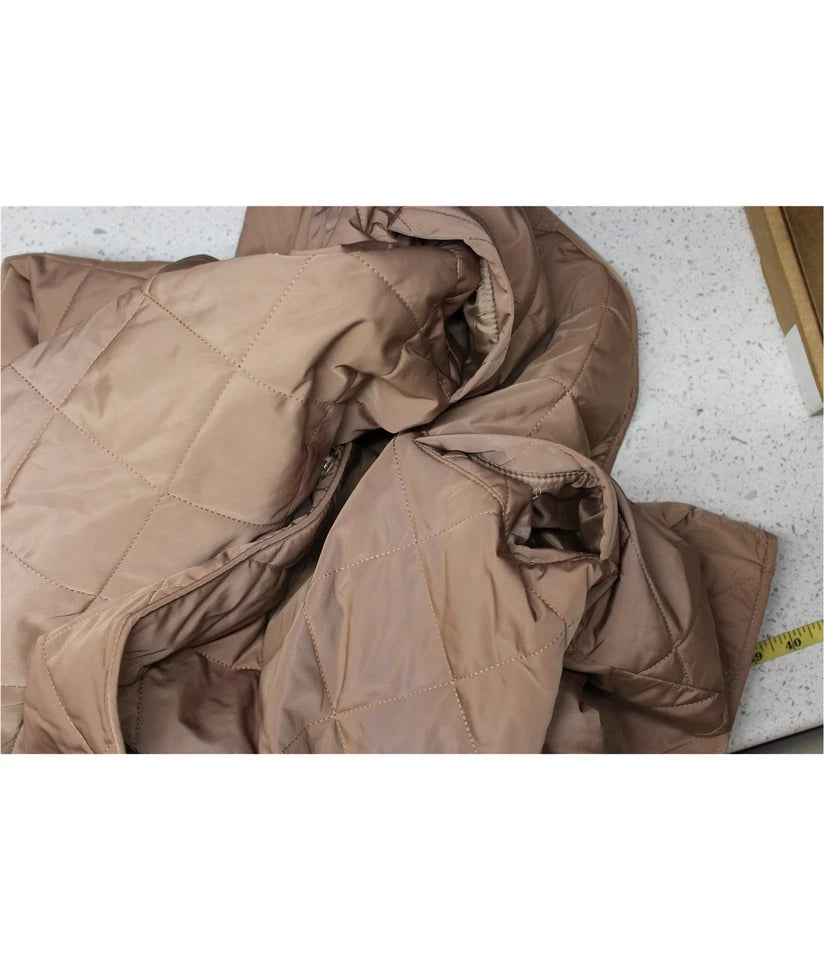 Calvin Klein Womens Wrap Front Quilted Jacket, beige