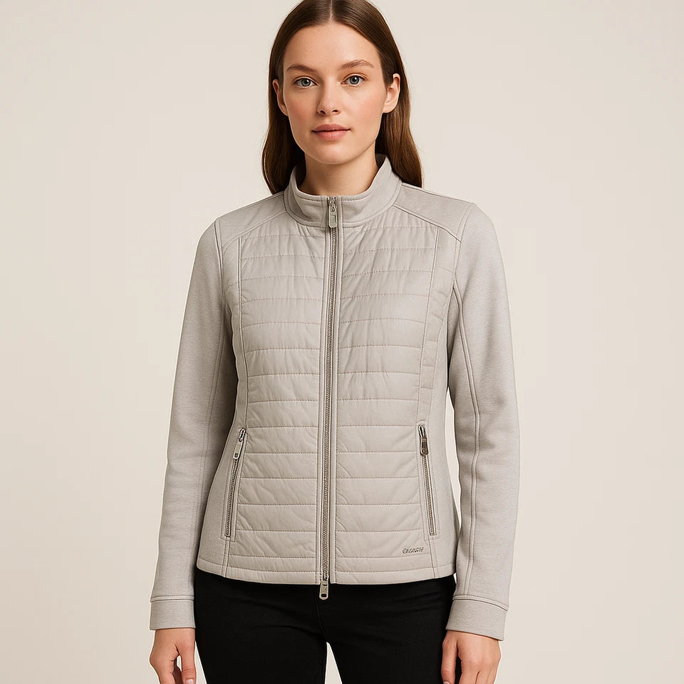 Calvin Klein Womens XL Heather Grey Quilted Knit Lightweight Jacket Coat